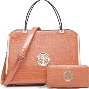 Dasein Women Large Handbag Purse Vegan Leather Satchel Work Bag Shoulder Tote with Matching Wallet